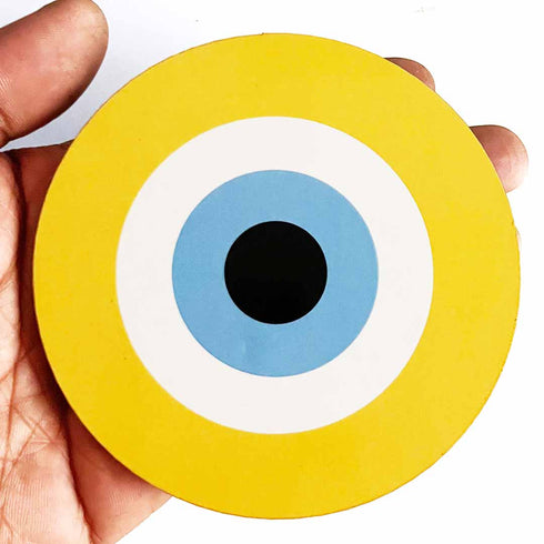 Yellow Evil Eye MDF Cutout Pack of 10 for Wall Hanging, Craft & Decoration | Craft Shop India