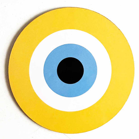 Yellow Evil Eye MDF Cutout Pack of 10 for Wall Hanging, Craft & Decoration | Craft Shop India