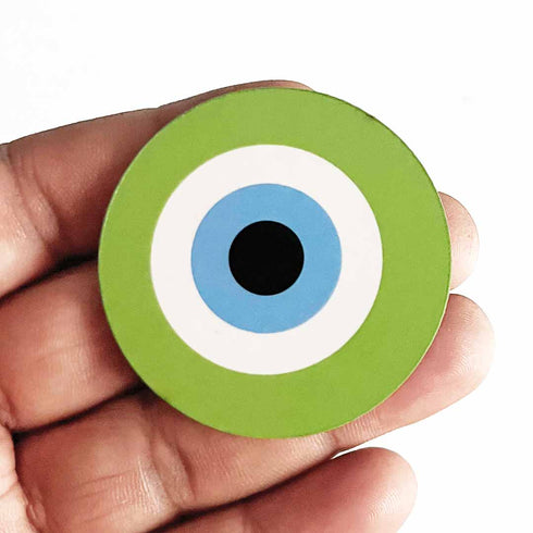 Green Evil Eye MDF Cutout Pack of 10 for Wall Hanging, Craft & Decoration | Craft Shop India