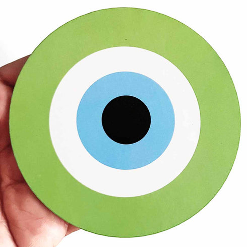 Green Evil Eye MDF Cutout Pack of 10 for Wall Hanging, Craft & Decoration | Craft Shop India