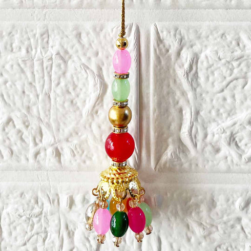 Ethnic Style Multicolor Glass Beads Latkan Pair for Blouse, Lehenga & Craft Décor – Design 7 | Craft Shop India