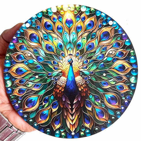 Multicolor Peacock Round Decorative Cutout Set of 10 for Diwali & Festive Decoration | Craft Shop India