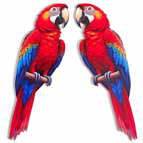 Traditional Red Parrot Cutout Pack of 10 for Wall Décor, DIY & Art Projects | Craft Shop India