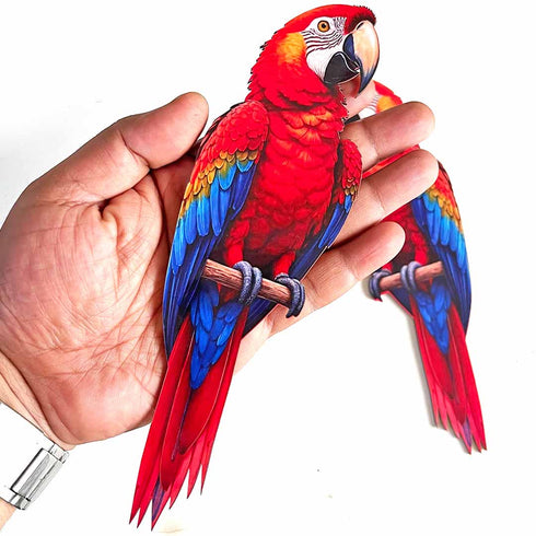 Traditional Red Parrot Cutout Pack of 10 for Wall Décor, DIY & Art Projects | Craft Shop India