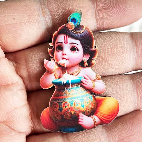 Kanha Ji Eating Maakhan MDF Cutout Pack of 10 for Diwali Decoration, Temple, Pooja Room & Main Door Entrance | Craft Shop India