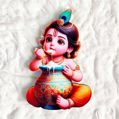 Kanha Ji Eating Maakhan MDF Cutout Pack of 10 for Diwali Decoration, Temple, Pooja Room & Main Door Entrance | Craft Shop India