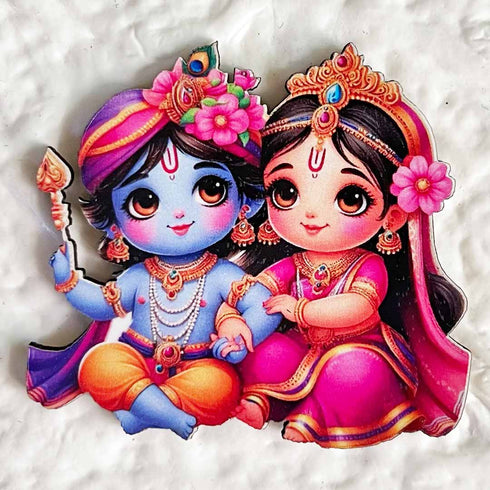 Radha Krishna MDF Cutout Pack of 10 for Wall Hanging, Diwali & Temple Decoration | Craft Shop India