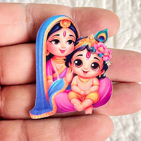 Kanha Ji With Yashoda Maa MDF Cutout Set of 10 for Wall Hanging, Temple Decoration & Festive Décor | Craft Shop India