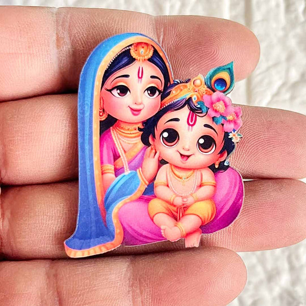 Kanha Ji With Yashoda Maa MDF Cutout Set of 10 for Wall Hanging, Temple Decoration & Festive Décor | Craft Shop India