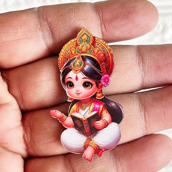 Goddess Saraswati Ji Cutout Pack of 10 for Wall Hanging, Diwali & Temple Decoration D - 2 | Craft Shop India