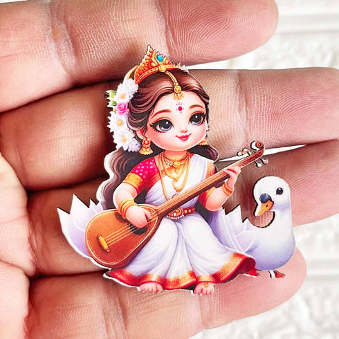 Goddess Saraswati Ji Cutout Pack of 10 for Wall Hanging, Diwali & Temple Decoration D - 1 | Craft Shop India