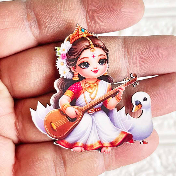 Goddess Saraswati Ji Cutout Pack of 10 for Wall Hanging, Diwali & Temple Decoration D - 1 | Craft Shop India