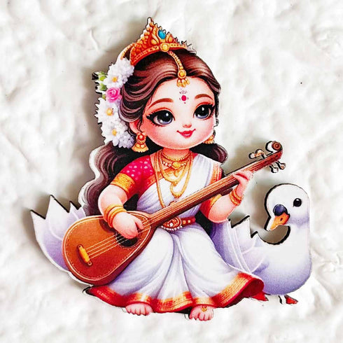 Goddess Saraswati Ji Cutout Pack of 10 for Wall Hanging, Diwali & Temple Decoration D - 1 | Craft Shop India