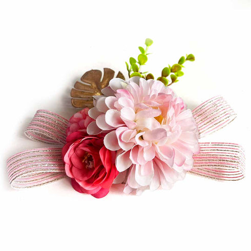 Carnation Flower with Golden Leaf Decorative Bunch Pack of 4 for Trousseau & Gift Packing | Craft Shop India