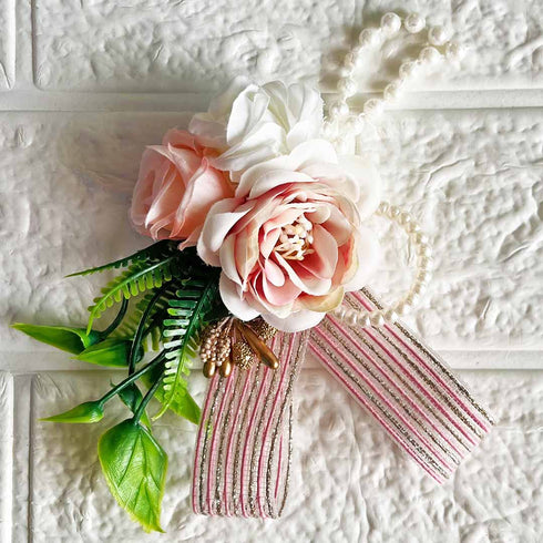 Rose Flower with Ribbon Decorative Bunch Pack of 4 for Trousseau, Gift Packing & DIY Decor| Craft Shop India