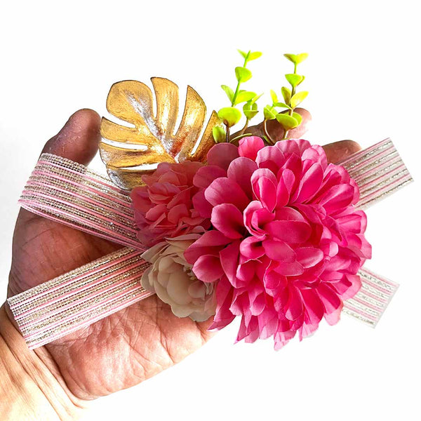 Carnation Flower with Golden Leaf Decorative Bunch Pack of 4 for Trousseau & Gift Packing | Craft Shop India