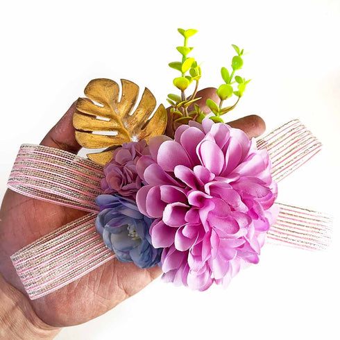 Carnation Flower with Golden Leaf Decorative Bunch Pack of 4 for Trousseau & Gift Packing | Craft Shop India
