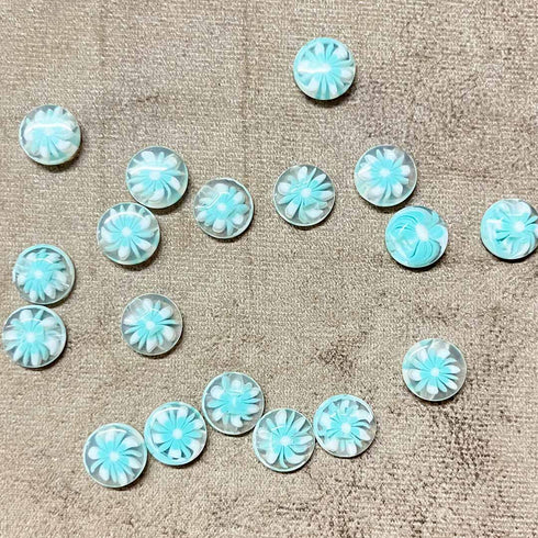 Firozi Color Round Shape Button Set Of 10