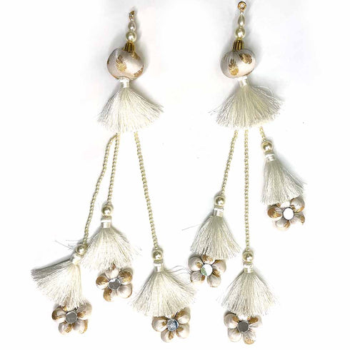Cream Color Long Size Latkan Set Of 2
