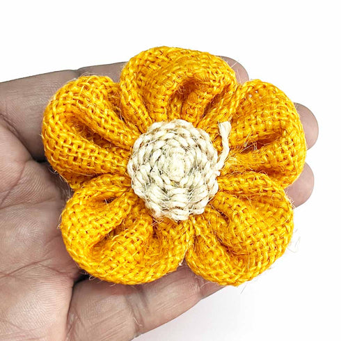 Orange Color Jute Flower Set Of 10