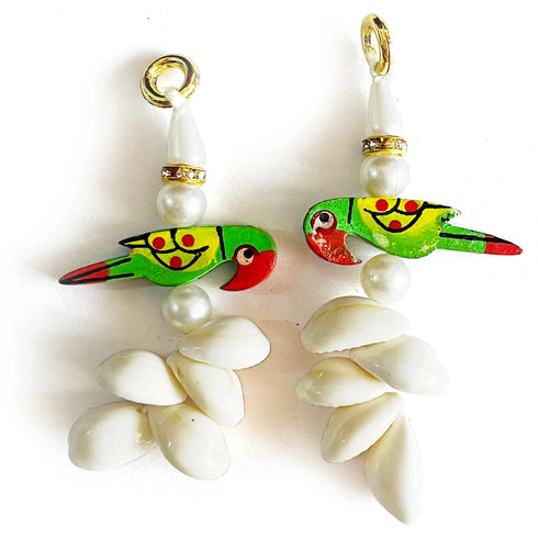 Kaudi & Green Parrot Tassels Latkan Set Of 10 For Saree Pallu, Dupatta, Blouse, Dress DIY, Art & Craft | Craft Shop India