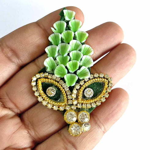 Green Color Mukut Design Booti Pack Of 10 For God Cloths Decorations & DIY Craft