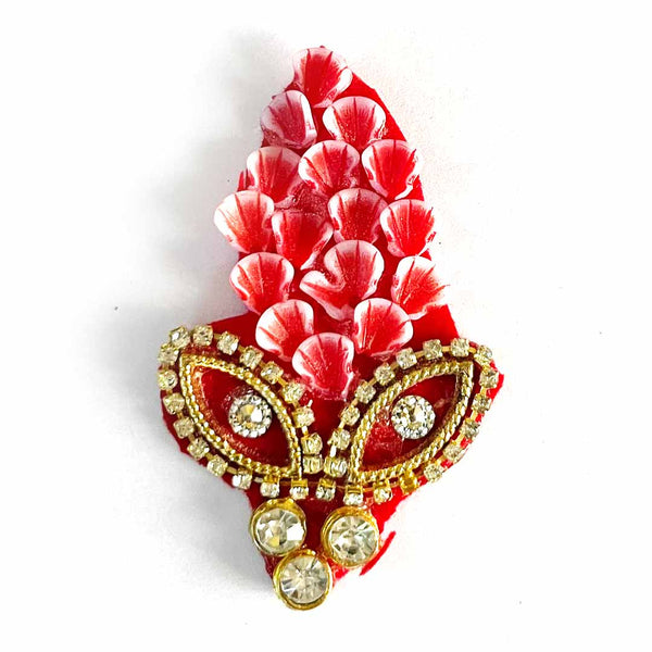 Red Color Mukut Design Booti Pack Of 10 For God Cloths Decorations & DIY Craft