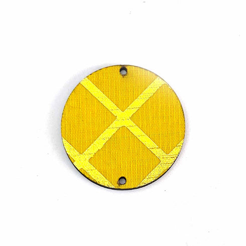 1.5 Inch Golden foil printed Yellow Color Print Fabric Plates Festival & Wedding Decorations and DIY Craft