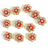 Small Size Red Flower shape Round Rhinestones Booti Pack Of 10 For God Cloths Decorations & DIY Craft