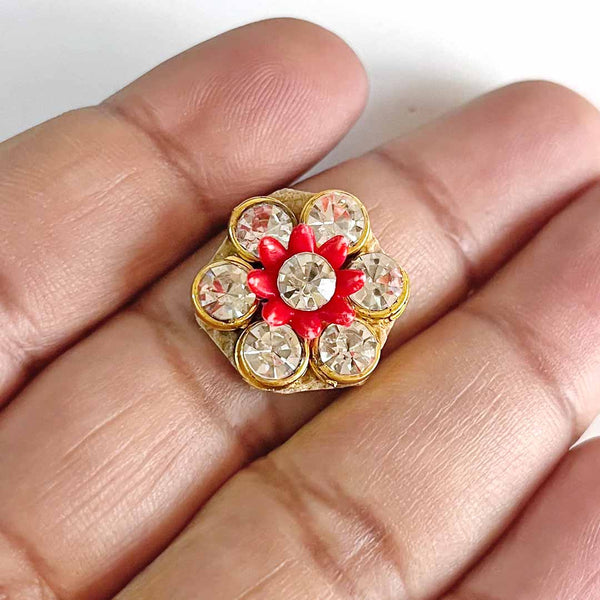 Small Size Red Flower shape Round Rhinestones Booti Pack Of 10 For God Cloths Decorations & DIY Craft