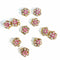 Small Size Rani Pink Flower shape Round Rhinestones Booti Pack Of 10 For God Cloths Decorations & DIY Craft