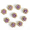Small Size Purple Flower shape Round Rhinestones Booti Pack Of 10 For God Cloths Decorations & DIY Craft