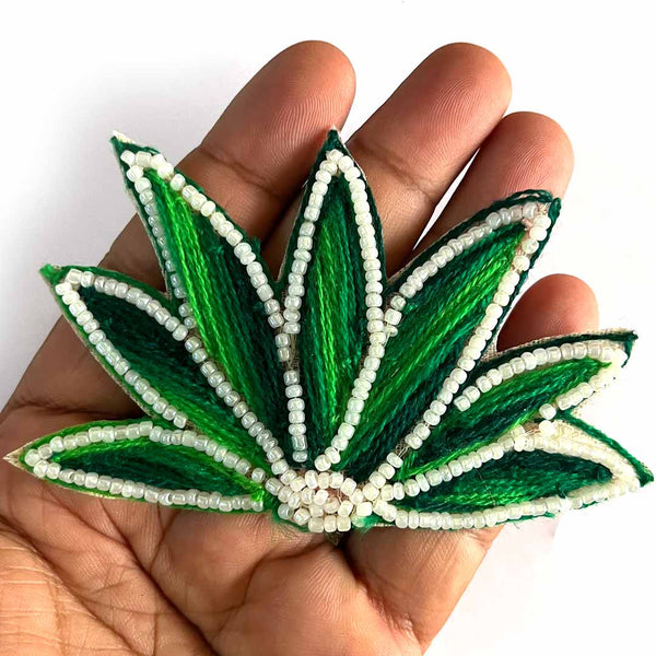 Green color woolen lotus design booti pack of 10 for decoration & Festive DIY Craft