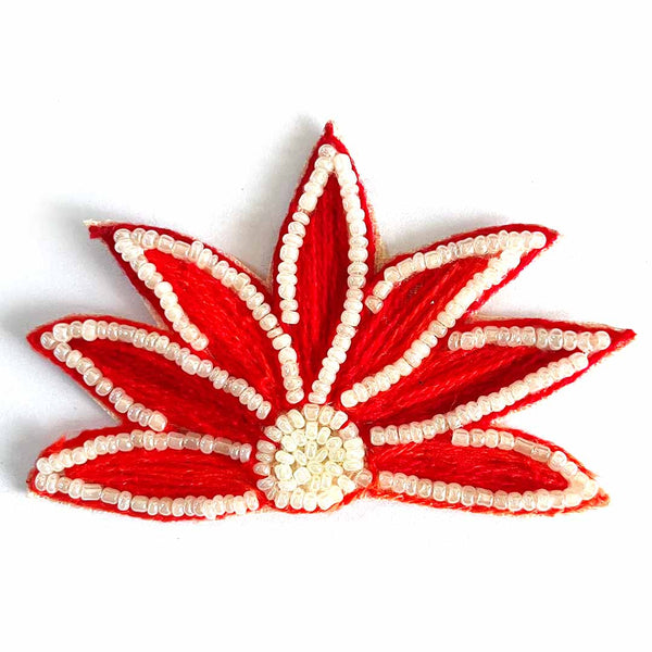 Red color woolen lotus design booti pack of 10 for decoration & Festive DIY Craft (Copy)