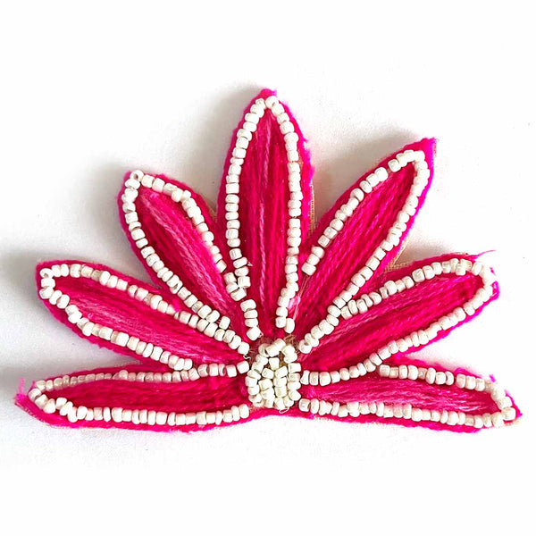 Red color woolen lotus design booti pack of 10 for decoration & Festive DIY Craft