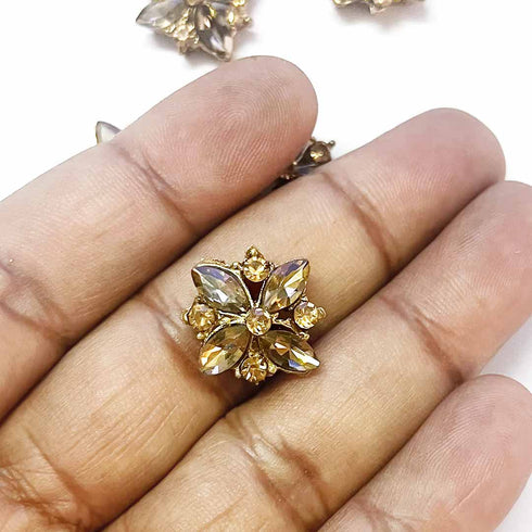 Silver Square Shape Jarkan Buttons Set Of 10 For Suit Sari & DIY