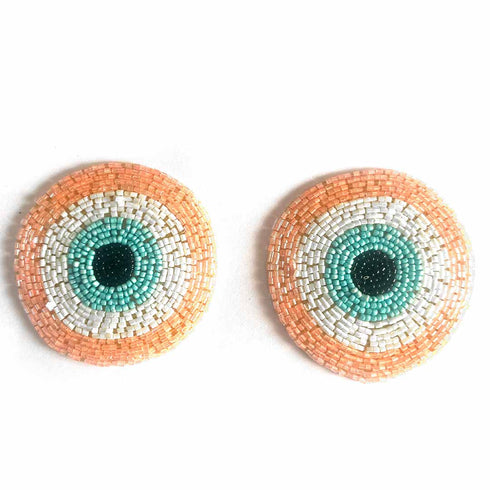 Peach Colour Katdana Round Evil Eye Booti Pack Of 4 For Bandhanwar Decorations & DIY Craft