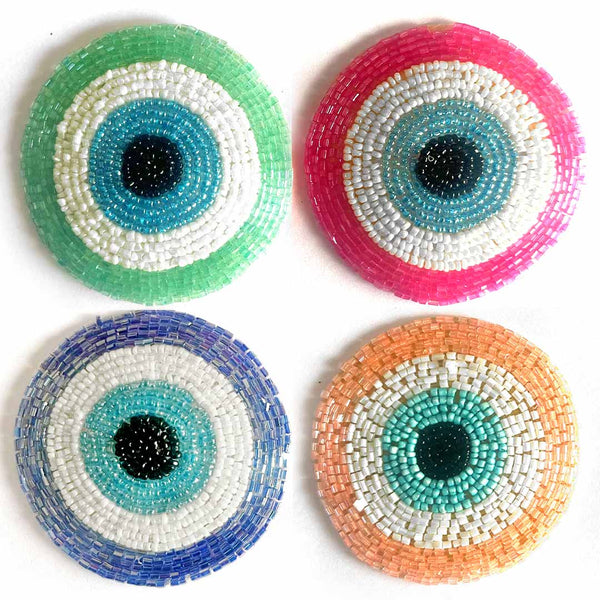 Multi Color Katdana Round Evil Eye Booti Pack Of 4 For Bandhanwar Decorations & DIY Craft