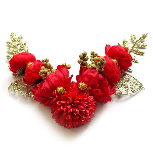 Large Red Rose & Peonies Flower Bunch Set of 2 for Wedding & Festive Décor | Craft Shop India
