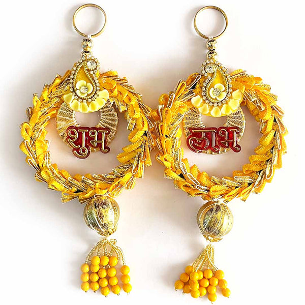 Yellow Color Shubh Labh For Home & Festive Decoration Set Of 2