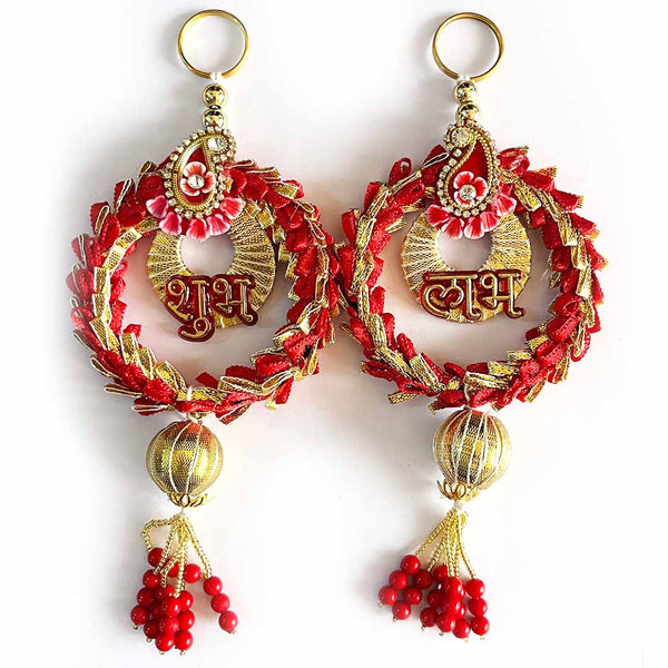Red Color Shubh Labh For Home & Festive Decoration Set Of 2