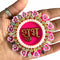 Rani Pink Color Shubh Labh Mirror, Beads & Rhinestones Work Booti Pack Of 4(2 Pair) For bandhanbar Decorations & DIY Craft