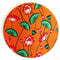 4 Inch Orange Color Pichwai Lotus Print Fabric Plates Festival & Wedding Decorations and DIY Craft