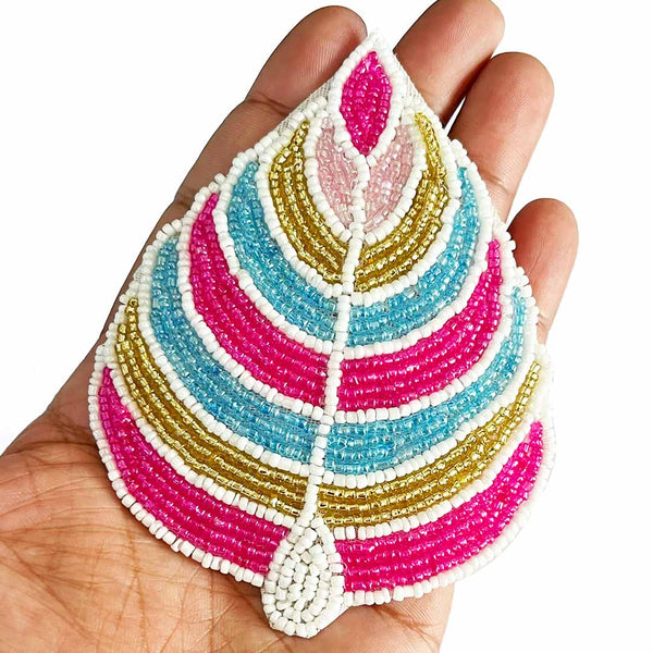 Rani Pink & Multi Color Beads betel leaf design booti pack of 4 for toran tea light decoration & Festive DIY Craft