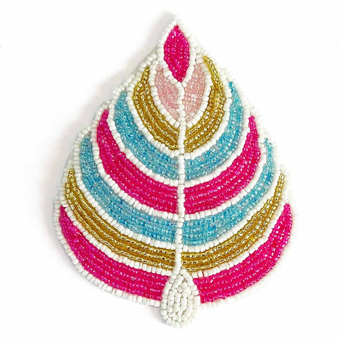 Rani Pink & Multi Color Beads betel leaf design booti pack of 4 for toran tea light decoration & Festive DIY Craft