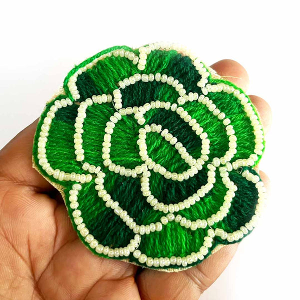Green color woolen rose design booti pack of 10 for decoration & Festive DIY Craft