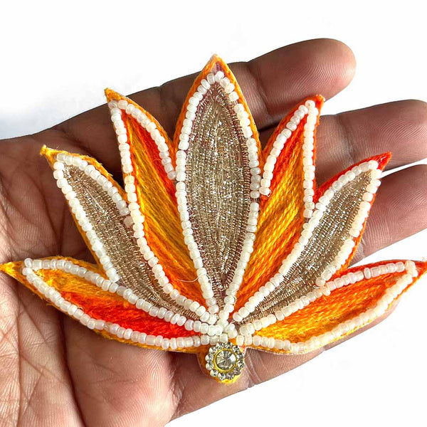 Orange color nakshi Beads lotus design booti pack of 4 for decoration & Festive DIY Craft