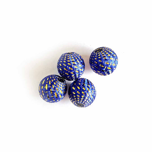 Blue Color Silk Thread Weaving Beads Pack Of 20