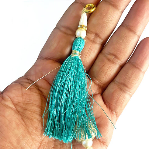 Rama Green Color Silk Thread Cutdana Beads Tassels Beads Set Of 2 Pcs. | Craft Shop India