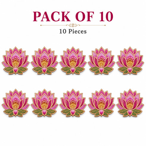 Beaded Lotus Printed MDF Cutout Pack of 10 | DIY Decoration, Toran & Bandhanwar | Craft Shop India